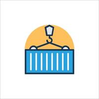 A blue and orange icon of a container vector