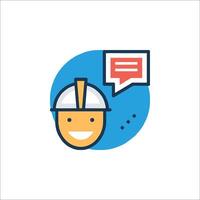 A construction worker with a speech bubble icon vector