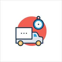 Delivery truck icon with clock and box vector