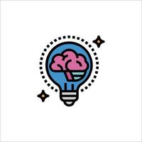 A light bulb with a brain inside it vector