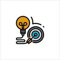 An icon of a light bulb with a target vector