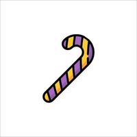 A candy cane icon in a flat style vector