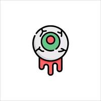 A green and red eye with a red eye on it vector