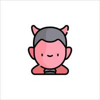 A cartoon devil with horns and a red face vector