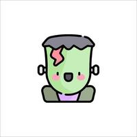 A cartoon character with a green face and pink hair vector