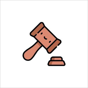 A judge's gavel icon with a smiley face vector