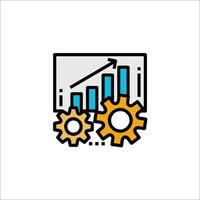 A line icon of a business graph and gears vector