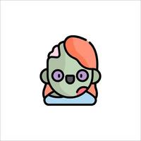 A cartoon zombie girl with red hair and purple eyes vector