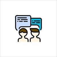 Two people talking with speech bubbles on a white background vector