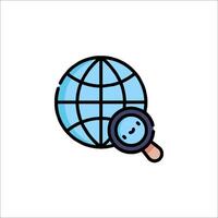A cartoon globe with a magnifying glass and a smiley face vector