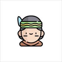 A cartoon native american man with a feather headband vector