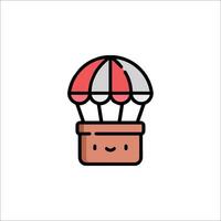 A cartoon character with a parachute on top of a box vector