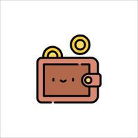 A wallet with coins icon on a white background vector