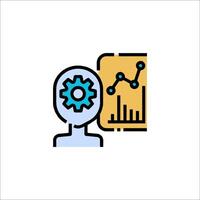 A person with a gear wheel and a chart vector