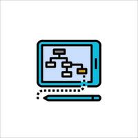 A tablet with a computer screen and a pen vector