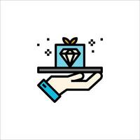 A hand holding a box with a diamond on it vector