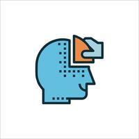 A person holding a piece of paper in front of a head vector