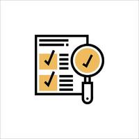 A magnifying glass and check mark icon vector