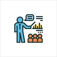 A man is giving a presentation to a group of people vector