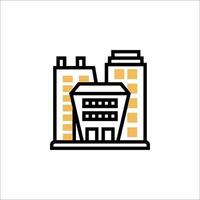 A building icon with a yellow and black outline vector