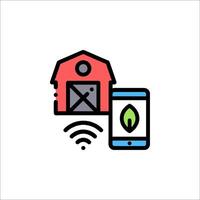 A phone and a barn with a green leaf on it vector