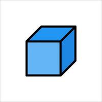 A blue cube with a black outline on it vector