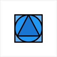 A blue triangle with a black outline vector