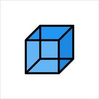 A blue cube with a square inside vector