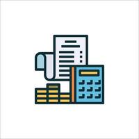 A calculator and paper with money on it vector