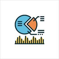 A pie chart icon with a graph and a line vector