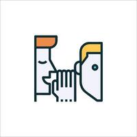 A man is talking to another man in a room vector