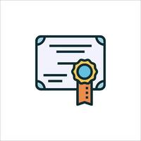 Certificate icon, line icon, illustration vector