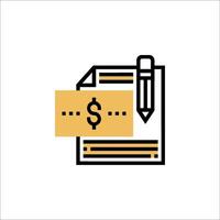 A pen and paper icon with a dollar sign vector