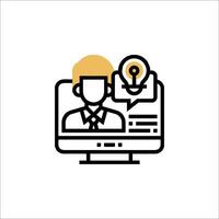 A man with a light bulb on his head is on a computer vector