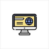 A computer monitor with a globe icon vector