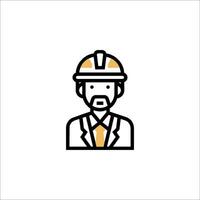 A man in a hard hat and suit is shown in a line icon vector