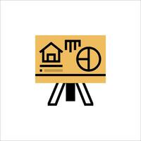 A house on a easel with a pie chart on it vector