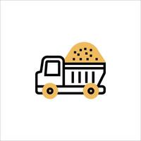 A dump truck with a load of sand on it vector