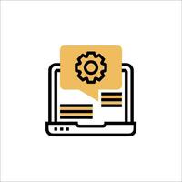 A laptop with gears on it and a message vector