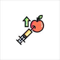 An apple and syringe with an arrow pointing up vector