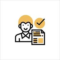 A man holding a document and a check mark vector