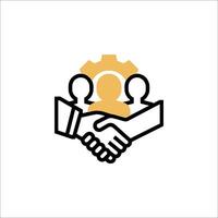 A logo for a company that is shaking hands with people vector