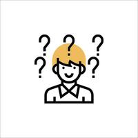 A man with question marks on his head vector