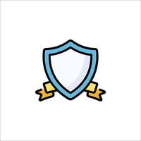 A shield icon with a ribbon around it vector
