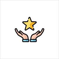 Hands holding a star icon vector