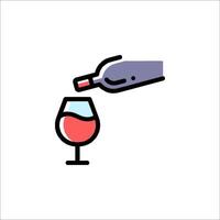 Wine bottle and glass icon illustration vector