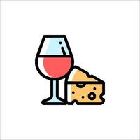 Wine glass and cheese icon vector