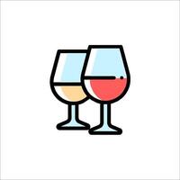 Two wine glasses with wine in them on a white background vector