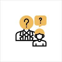 A man and woman are talking with question marks above them vector