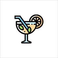 A cocktail with a slice of lemon and a straw vector